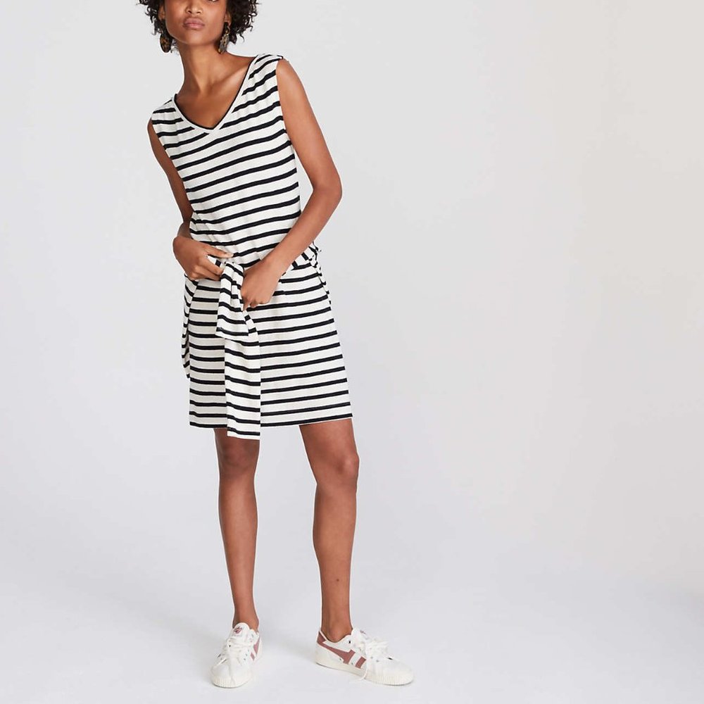 NWT LOU & GREY STRIPED V-NECK DRESS Sleeveless